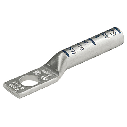 Surecrimp Copper Compression Lug, Conductor Size 4, 1 Hole, 5/16in Bolt Size, Long Barrel, No Sight Window, Tin Plated, UL, CSA