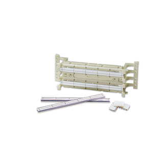 Cat 5e 110-Style Wall-Mount Wiring Block Kit, includes 100-pair block with legs, labels, and (24) C-4 clips