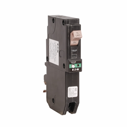 Eaton CH AFCI circuit breaker, Plug-on branch feeder arc fault combination circuit breaker, 15 A, 10 kAIC, Single-pole, 120/240 V, CH, Pigtail, Type CH Loadcenters