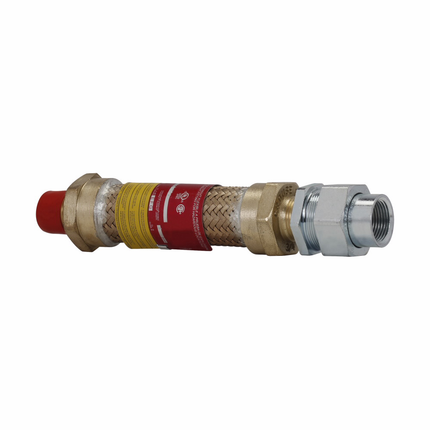 Eaton Crouse-Hinds series ECLK coupling, 18" flexible length, Male connection one end, female connection one end, Forged brass, 3/4" trade size