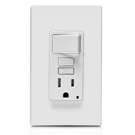 15 Amp, Self Test, Tamper-Resistant GFCI Switch/Outlet Combo with LED Indicator Light