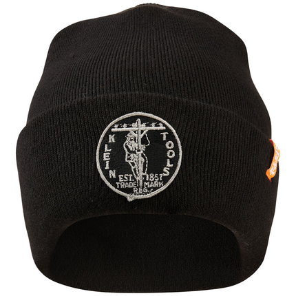 Heavy Knit Hat, Black, Vintage Patch Logo