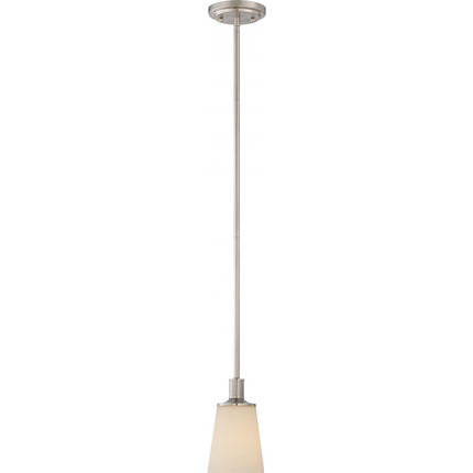 Laguna - 1 Light Mini Pendant with White Glass - Brushed Nickel Finish