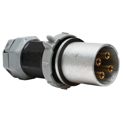 Heavy Duty Products, Insulgrip Pin and Sleeve Devices, Industrial Grade, Female, Plug, 200A 600V AC, 4-Pole 5- Wire Grounding, Terminal Screws, Gray and Black, Watertight