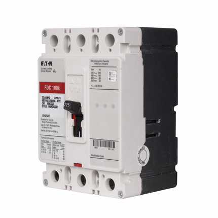 Eaton Series C complete molded case circuit breaker, F-frame, FDC, Complete breaker, Fixed thermal, fixed magnetic trip type, Three-pole, 50A, 600 Vac, 250 Vdc, 200 kAIC at 240 Vac, 100 kAIC at 480 Vac, Line and load, 50/60 Hz