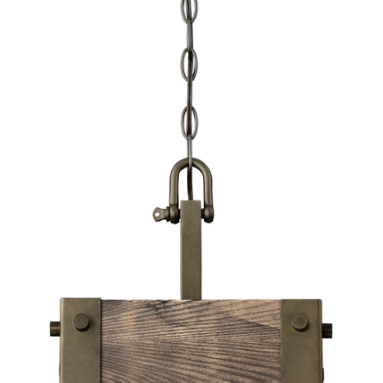 Winchester - 1 Light Mini Pendant with Aged Wood - Bronze