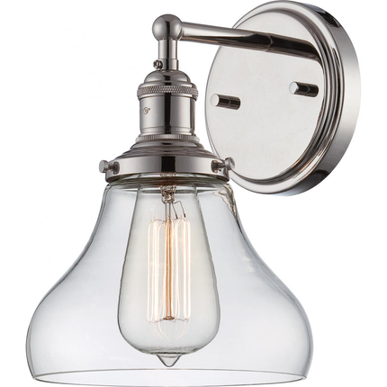 Vintage - 1 Light Sconce with Clear Glass - Polished Nickel Finish