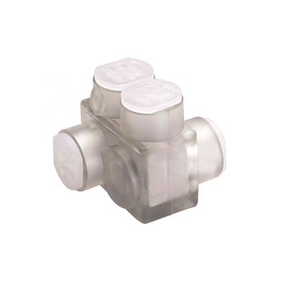 Aluminum Multiple Tap Connector, Clear Insulated, 2 Port, 2 Sided Entry, 10 AWG-350 kcmil