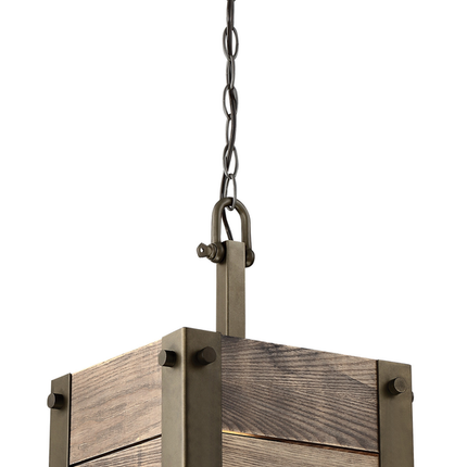 Winchester - 1 Light Mini Pendant with Aged Wood - Bronze