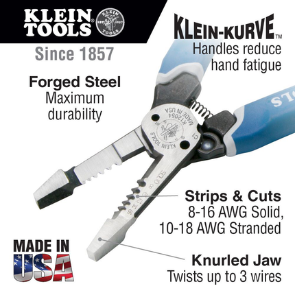 Klein-Kurve® Heavy-Duty Wire Stripper 8-18 AWG