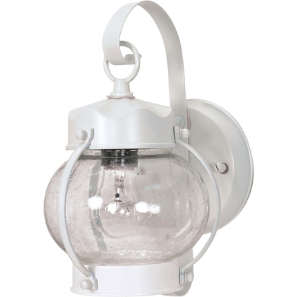 1 Light 11" - Onion Lantern with Clear Seeded Glass - White Finish