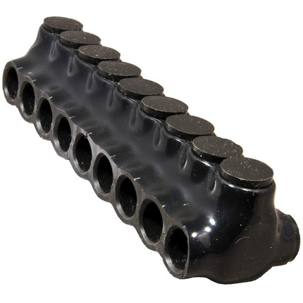 Black Insulated Multi-Cable Connector - Dual Entry 9 Ports 350 - 6