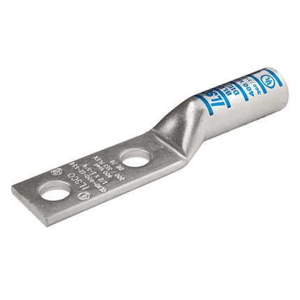 Surecrimp Copper Compression Lug, Conductor Size 350, 2 Holes, 3/8in Bolt Size, 1-3/4in Hole Spacing, Long Barrel, No Sight Window, Tin Plated, UL, CSA