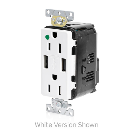 Lev-Lok® USB Combination Duplex Receptacle/Outlet, Tamper-Resistant