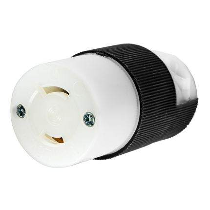 Locking Devices, Twist-Lock®, Industrial, Female Connector Body, 15A 125V , 2-Pole 2-Wire Non-Grounding, L1-15R, Screw Terminal, Black and White