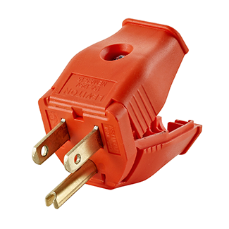15 Amp, 125 Volt, NEMA 5-15P 2-Pole, 3-Wire Grounding Replacement Plug, Clamptite Hinged Design, Thermoplastic, Orange