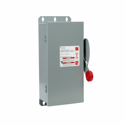 Eaton Heavy duty single-throw fused safety switch, 30 A, NEMA 12/3R, Painted galvanized steel, Class H, Fusible with neutral, Three-pole, Four-wire, 600 V, Max Hp: 7.5, 10/ 15, 20 hp (1/3PH @480, 600 V), #14-#2 Cu/Al