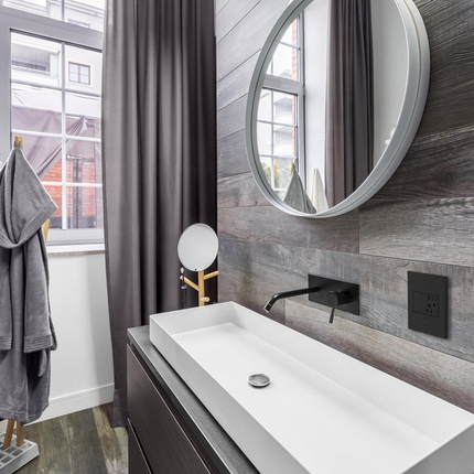 adorne® Graphite 2-Gang Screwless Wall Plate with Microban®