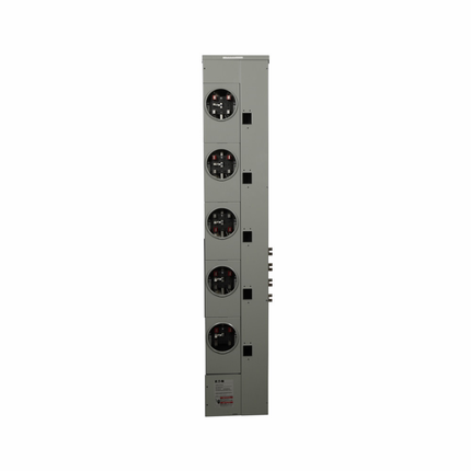 Eaton 3MM residential meter stack, Multiple metering, 125 A, Copper, Bus:800 A, No bypass, Indoor, Depends on selected MCB, Five-jaw, Sockets:5, Three-ph in, single-ph out, A-B, BR2_, BRH2_, BRHH2_, BRX2, Ring, Socket:125 A, 120/208 Vac