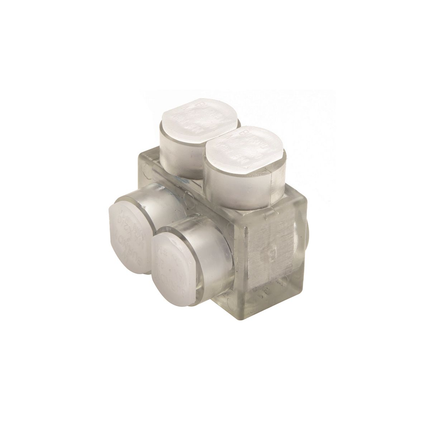 Aluminum Multiple Tap Connector, Clear Insulated, 2 Port, 1 Sided Entry, 4 AWG-600 kcmil, Al/Cu Rated