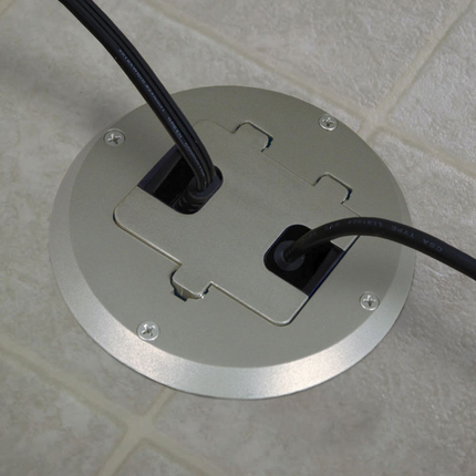 Single Gang Floor Box Kit with Recessed Duplex 15A TR Device and Adjustable Steel Box, Stainless Steel Finish