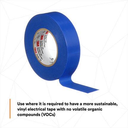 3M Temflex Vinyl Electrical Tape 165, Blue, 3/4 in x 60 ft (19 mm x 18 m), 6 mil, 100 Rolls/Case