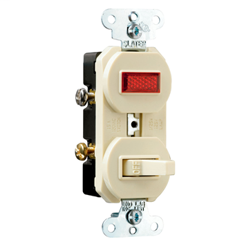 Non-Grounding Single-Pole Combination Switch & Pilot Light, Ivory 692I