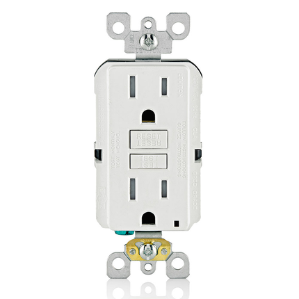 15 Amp, Self Test, Tamper-Resistant GFCI Outlet with LED Indicator Light