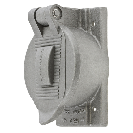 Wallplates and Boxes, Weatherproof Covers, 1-Gang, 1) 50A Twist-Lock® Opening, Standard Size, Cast Aluminum