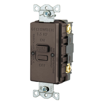 Power Protection Products, GFCI,Receptacle, Blank Face, 20A 125V, HP Rated, Brown