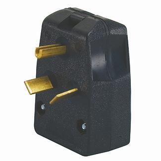 30/50 Amp, 125/250 Volt, NEMA 10-30P/10-50P, 3P, 3W, Plug, Straight Blade, Commercial Grade, Angle, Non-Grounding - Black