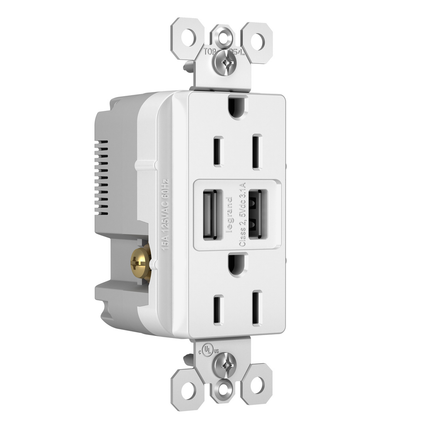 radiant® 15A Tamper-Resistant USB Outlet, White