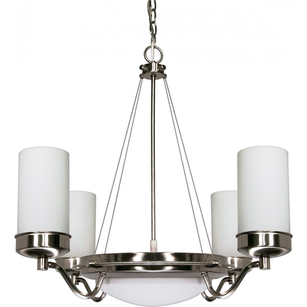 Polaris - 6 Light Chandelier with Satin Frosted Glass - Brushed Nickel Finish