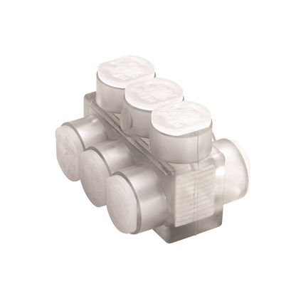 Aluminum Multiple Tap Connector, Clear Insulated, 2 Port, 2 Sided Entry, 14-4 AWG, Al/Cu Rated