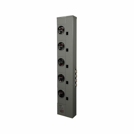 Eaton 3MM residential meter stack, Multiple metering, 125 A, Copper, Bus:800 A, No bypass, Indoor, Depends on selected MCB, Five-jaw, Sockets:5, Three-ph in, single-ph out, A-B, BR2_, BRH2_, BRHH2_, BRX2, Ring, Socket:125 A, 120/208 Vac