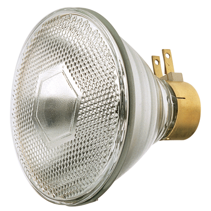 120 Watt PAR38 Incandescent; Clear; 2000 Average rated hours; 1740 Lumens; Side Prong base; 120 Volt