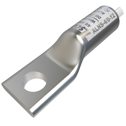 Surecrimp Aluminum Compression Lug, Conductor Size 4/0, 1 Hole, 1/2in Bolt Size, Long Barrel, No Sight Window, Tin Plated, UL, CSA