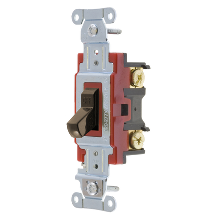 Switches and Lighting Controls, Hubbell- PRO Series, Toggle Switches, General Purpose AC, Single Pole, 20A 120/277V AC, Back and Side Wired, Brown