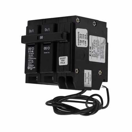 Eaton BR thermal magnetic circuit breaker,Type BR 1-Inch plug-on shunt trip circuit breaker,20 A,10 kAIC,Two-pole,120/240V,BR,Common breaker trip,#14-4 AWG Cu/Al,Q28,BR,Type BR Loadcenters,Shunt trip included