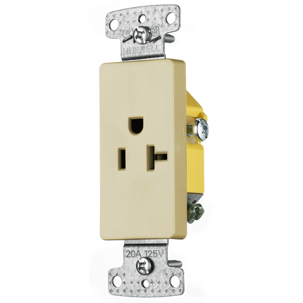 TradeSelect, Single Decorator Receptacle, Self Grounding, 20A 125V, 2-Pole 3-Wire Grounding, 5-20R, Ivory