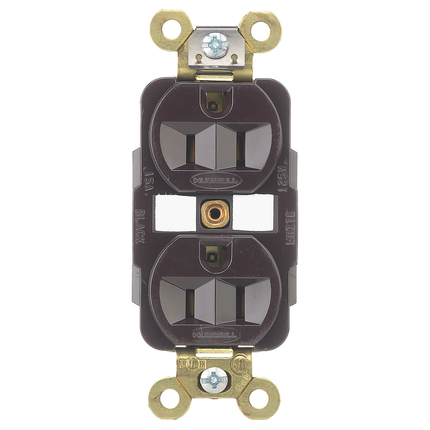 Straight Blade Devices, Receptacles, Duplex, Industrial Grade, 2-Pole 3-Wire Grounding, 15A 125V, 5-15R, Brown, Single Pack