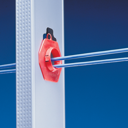 Non-metallic bushing snaps into standard knockout and fixes into common hole configurations for 2 x 4 metal studs, sold in a quantity of 100.