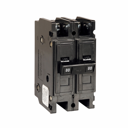 Eaton Quicklag Type QC Industrial Thermal-Magnetic Circuit Breaker,Industrial circuit breaker,80 A,10 kAIC,Two-pole,120/240 V,Thermal-magnetic,Cable-in/cable-out,QC,Non-interchangeable