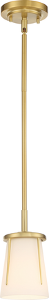 Serene; 1 Light; Mini Pendant; Natural Brass Finish with Satin White Glass