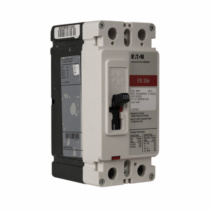 Eaton Series C complete molded case circuit breaker, F-frame, FD, Complete breaker, Fixed thermal, fixed magnetic trip type, Two-pole, 100A, 600 Vac, 250 Vdc, 65 kAIC at 240 Vac, 35 kAIC at 480 Vac, Line and load, 50/60 Hz