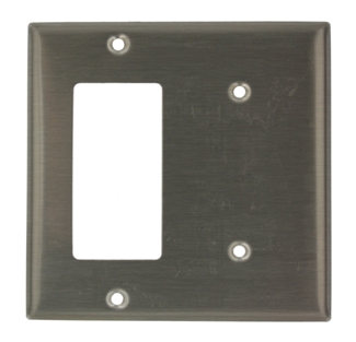 2-Gang Decora/GFCI Combination Wallplate, Standard Size, Non-Magnetic Stainless Steel