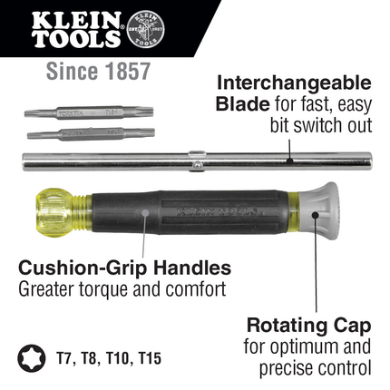 Multi-Bit Electronics Screwdriver, 4-in-1, TORX® Bits