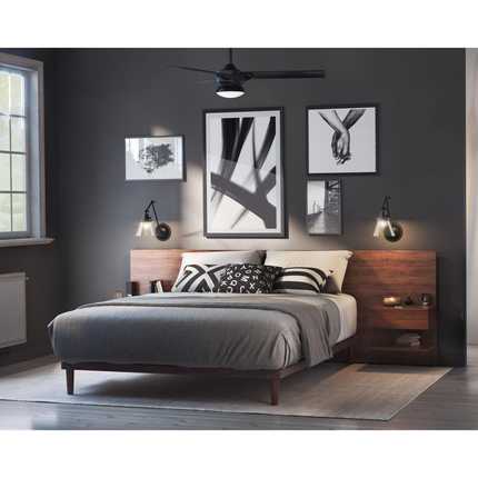 Three-Blade 52" contemporary black DC ceiling fan with LED Light