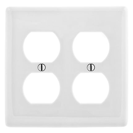 Wallplates and Box Covers, Wallplate, Nylon, 2-Gang, 2) Duplex, White