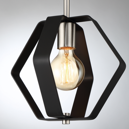 Zen; 1 Light; 10 in.; Pendant; Matte Black Finish with Brushed Nickel Accents